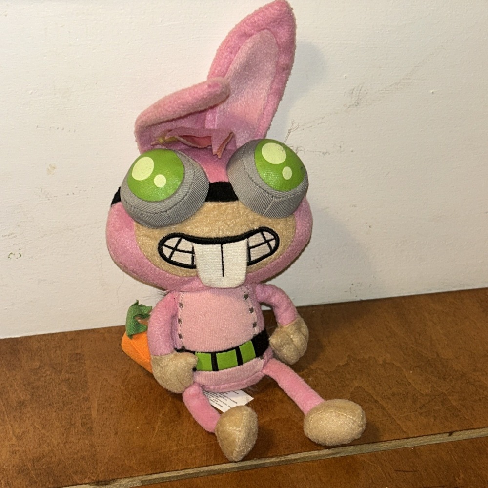 Poptropica Dr Hare Pink Bunny Suit Plush Toy 10" 24 Carrot Island P5